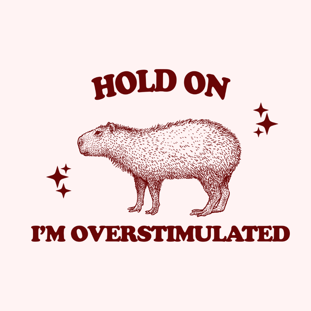 Hold on I'm Overstimulated Capybara T Shirt