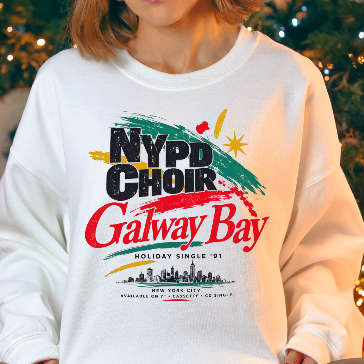 NYPD CHOIR - GALWAY BAY white Christmas sweatshirt mockup