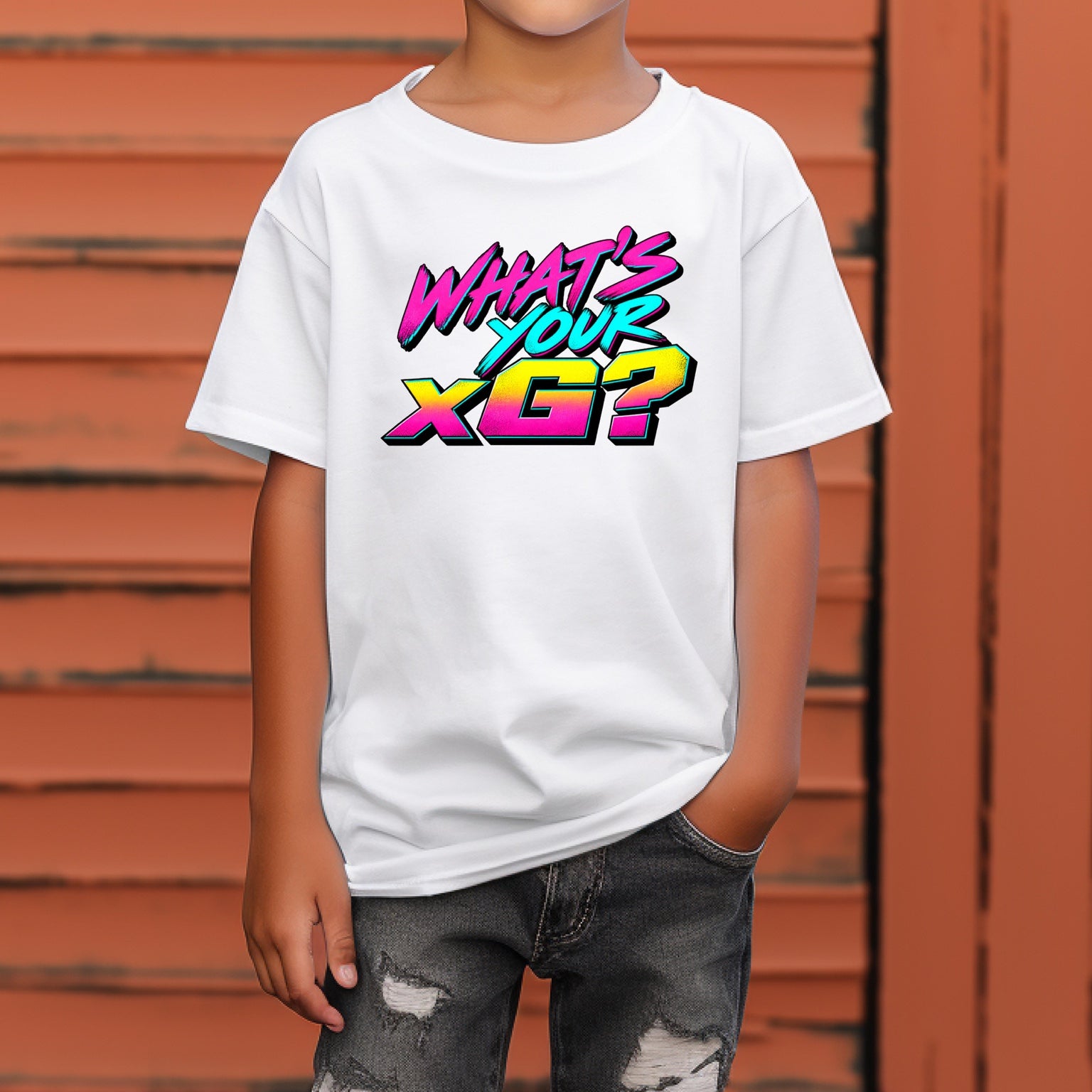WHAT'S YOUR xG? kids T-shirt mockup