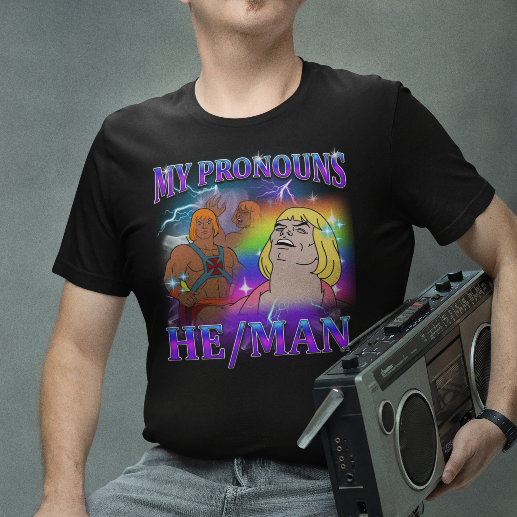 Pronouns Funny He Man T Shirt