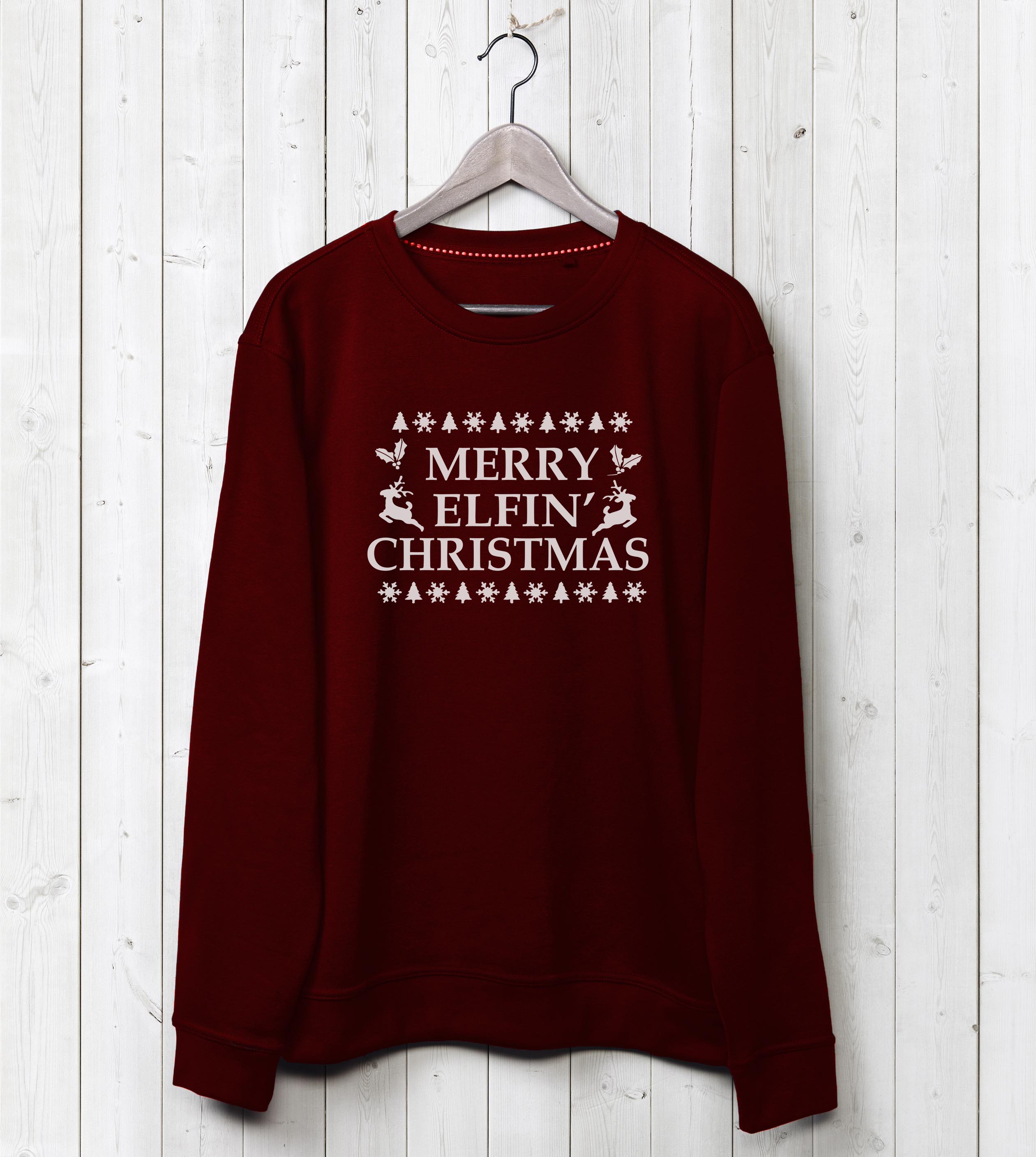 Elfin' Christmas Sweatshirt - Burgundy