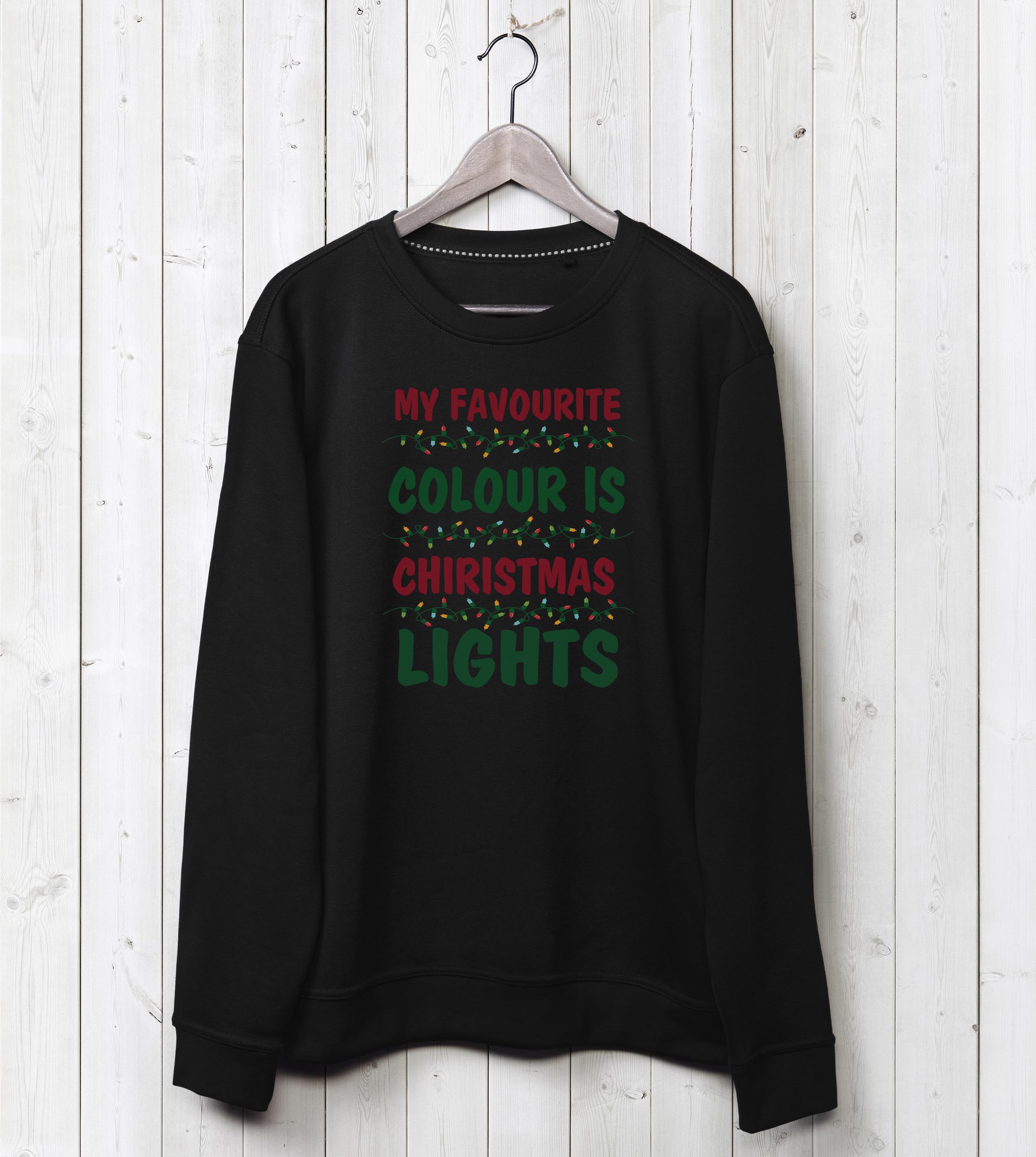 Christmas Lights Sweatshirt - Black